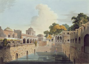 En Baolee nær Gamlebyen i Delhi, plate XVIII fra del 4 av 